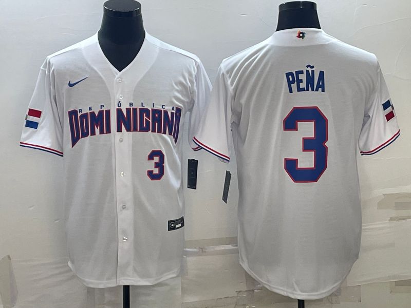 Men 2025 World Cup Dominican #3 Pena White Nike MLB Jersey style 7->more jerseys->MLB Jersey